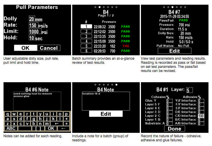 Adhesion Tester Screen Shots