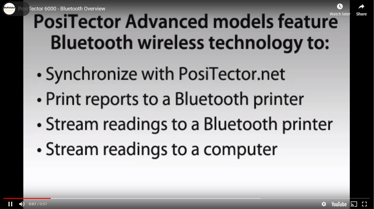 Positector 6000 VIDEO -Bluetooth Features